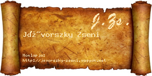 Jávorszky Zseni névjegykártya